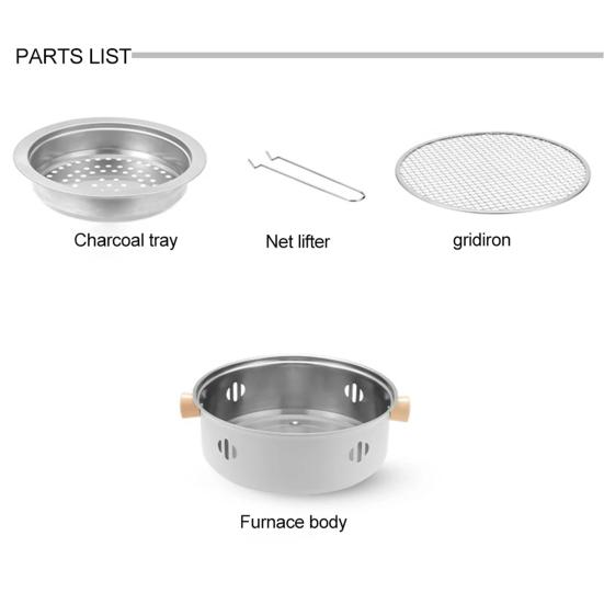 BBQ Charcoal Grill Stove with Grill And Net Easy-to-Clean Grilling Detachable Tea Making Combo