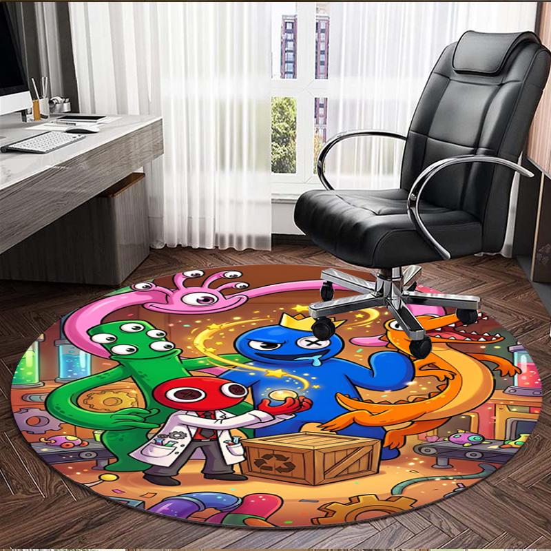 Game Rainbow Friends Print Round Rug, Washable Floor Carpet, For Entryway Dorm Laundry Room Office Study, Home Decor Birthday Christmas Gift