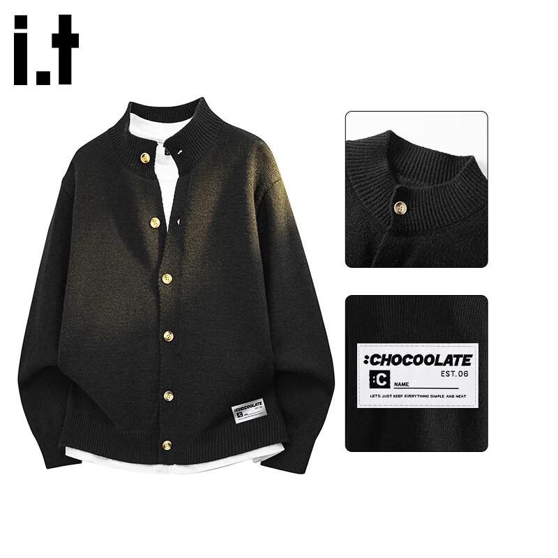 CHOCOOLATEit Men's Autumn Korean Loose Fit Mock Neck Cardigan Sweater