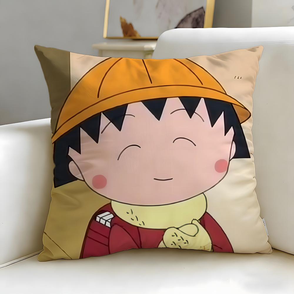 classic anime Chibi Maruko Chan Cushion Cover Soft & Easy-Wash Pillow Case – Versatile for Couch, Bed, Travel and Office