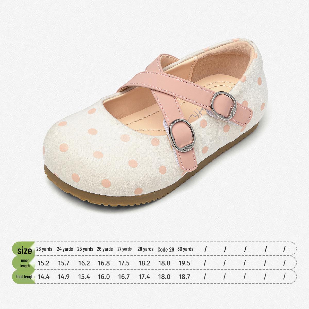 

Snuffy Polka Dot Girls Soft Sole Non-Slip Leather Dance Shoes 28