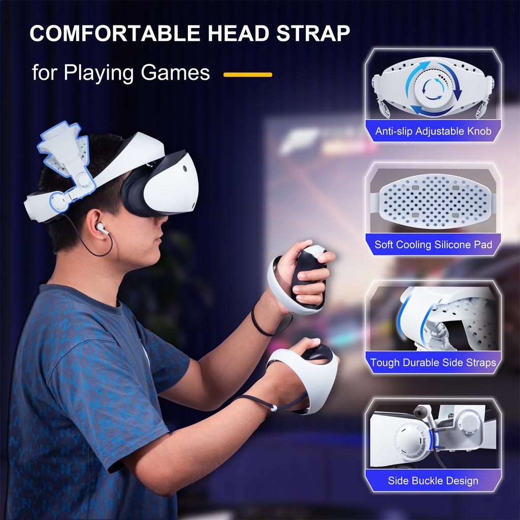 Lightweight Head Strap Headband for PS VR2 Headset Straps Anti-slip Knob Increase Supporting Force Enhanced Support