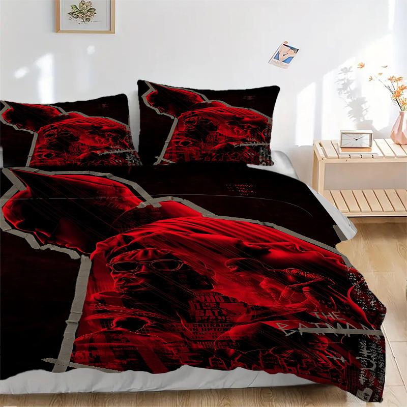 3pcs Batman, Gotham Bedding Set, Soft Polyester Duvet Cover and Pillowcases Machine Washable Seasons All Suitable 86