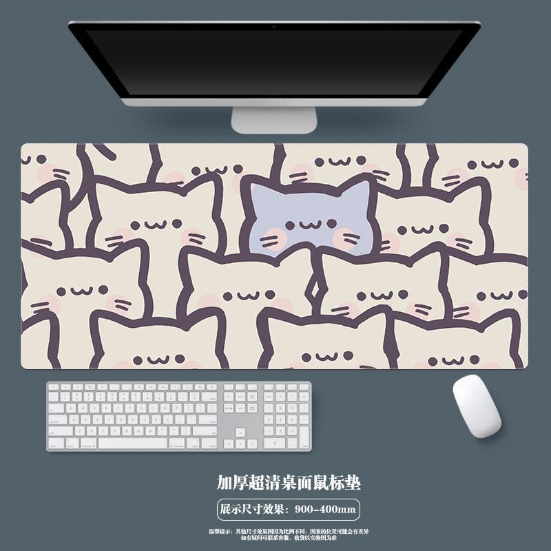 Cat Mouse Pad Large Cute Cartoon Laptop Office Keyboard Pads Customized Nonslip Kawaii Black Cartoon Cats Desk Mat