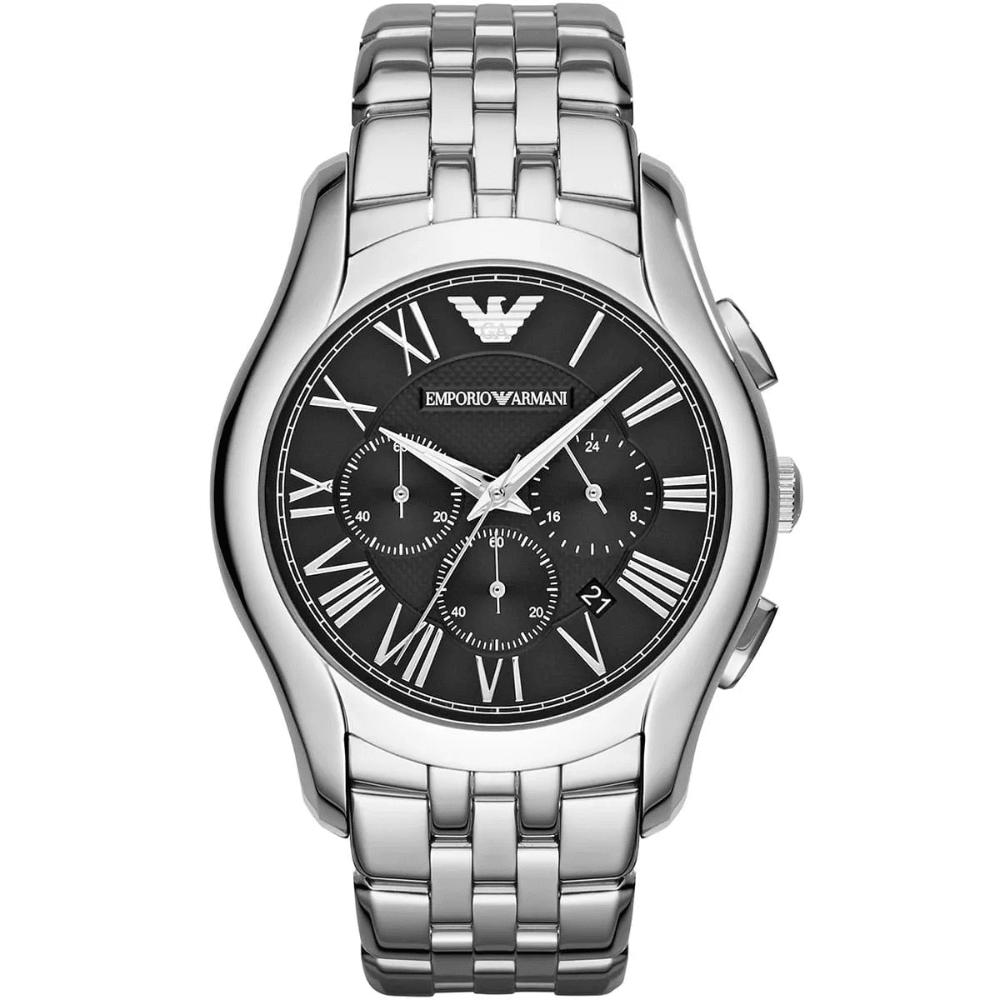 Emporio Armani Men's Silver Ar1786 Black Dial Chronograph Watch