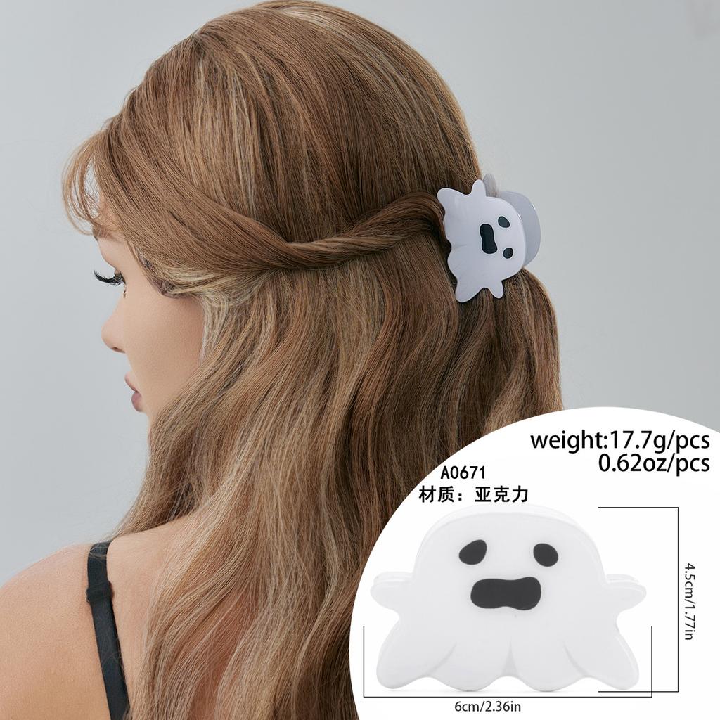 Funny Halloween Pumpkin Butterfly Grab Clip, Ghost Acrylic Spider Web Disc Hair Hairpin Head Jewelry