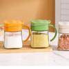 Glass Seasoning Tank 2025 New Household 300ml Handle Transparent Kitchen Salt Shaker with Lid Scoop Green Fresh Sealed Jar
