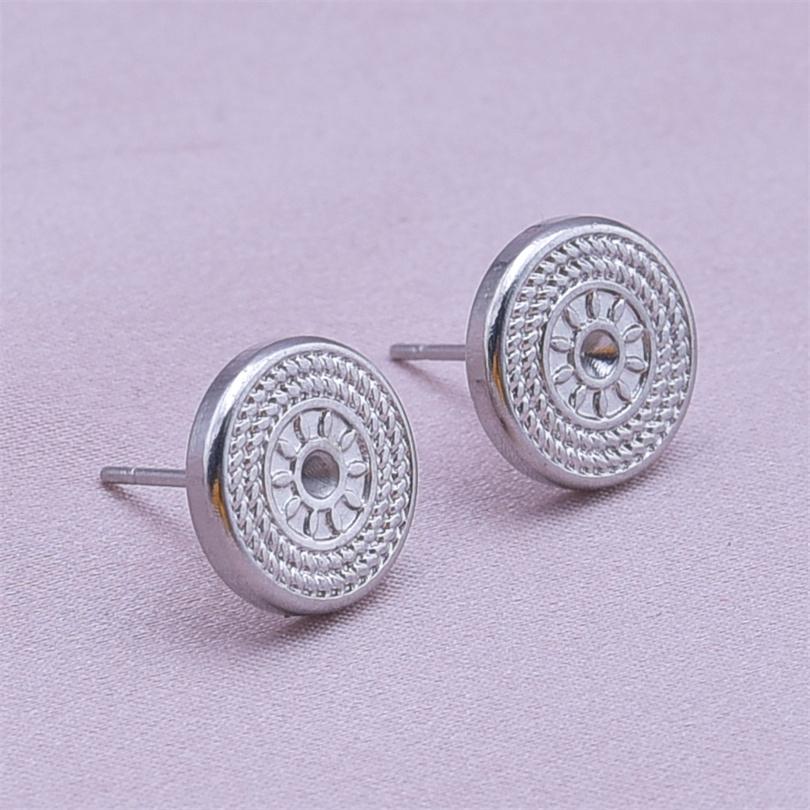 High Quality Piercing Ear Studs Round Fatima Hand Blank Charm Earring Stainless Steel Earrings For Women Men Handmade Materials