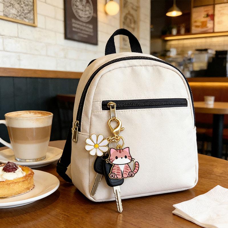 1/8pcs Cat & Daisy Cute Keychain Cartoon Handbag Pendants for Women Girls Key Ring Bag Charm