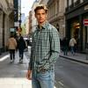 Men's Long Sleeve Plaid Button Down Shirt Casual Cotton Comfort Fit