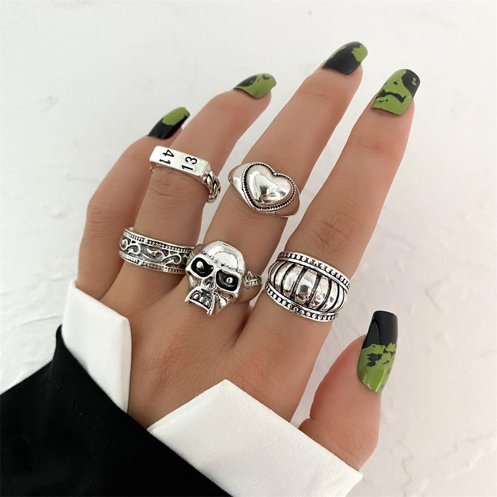 Vintage Distressed Butterfly Snake-shaped Ring Set - Multi-jointed Open-ended Set Ring Set