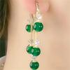 Glamorous Green Stone Tassel Earrings Inlaid Rhinestones Delicate Dangle Design for Daily Wear Or Weddings Fashionable Accessories To Enchant