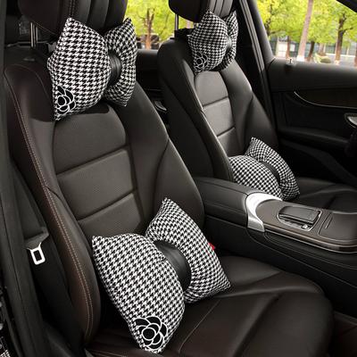 Módní dámský polštář na krk do auta Univerzální podpora pasu Houndstooth Bow Opěrka hlavy do auta Polštář na bederní krk Kreativní polštář na autosedačku