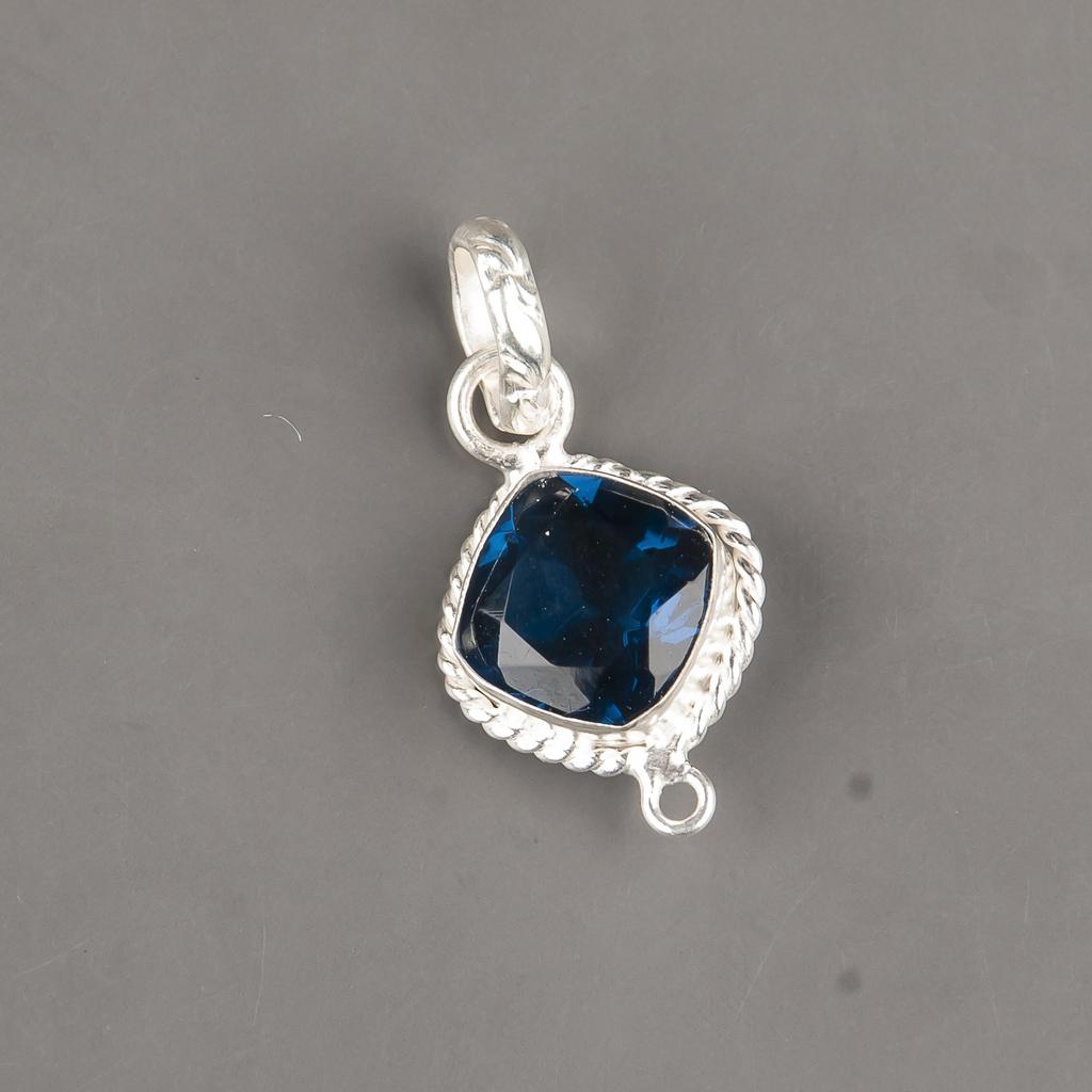 London Blue Topaz 925 Sterling Silver Gemstone Pendant 1.30" Handmade Elegant Statement Jewelry For Women PP-11-5