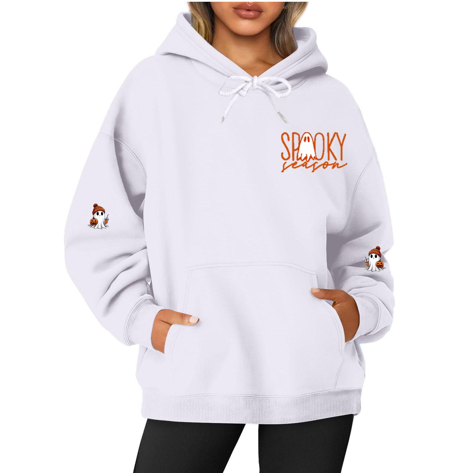 

Women s Long Sleeve Printed Top Solid Color Hoodie XXL