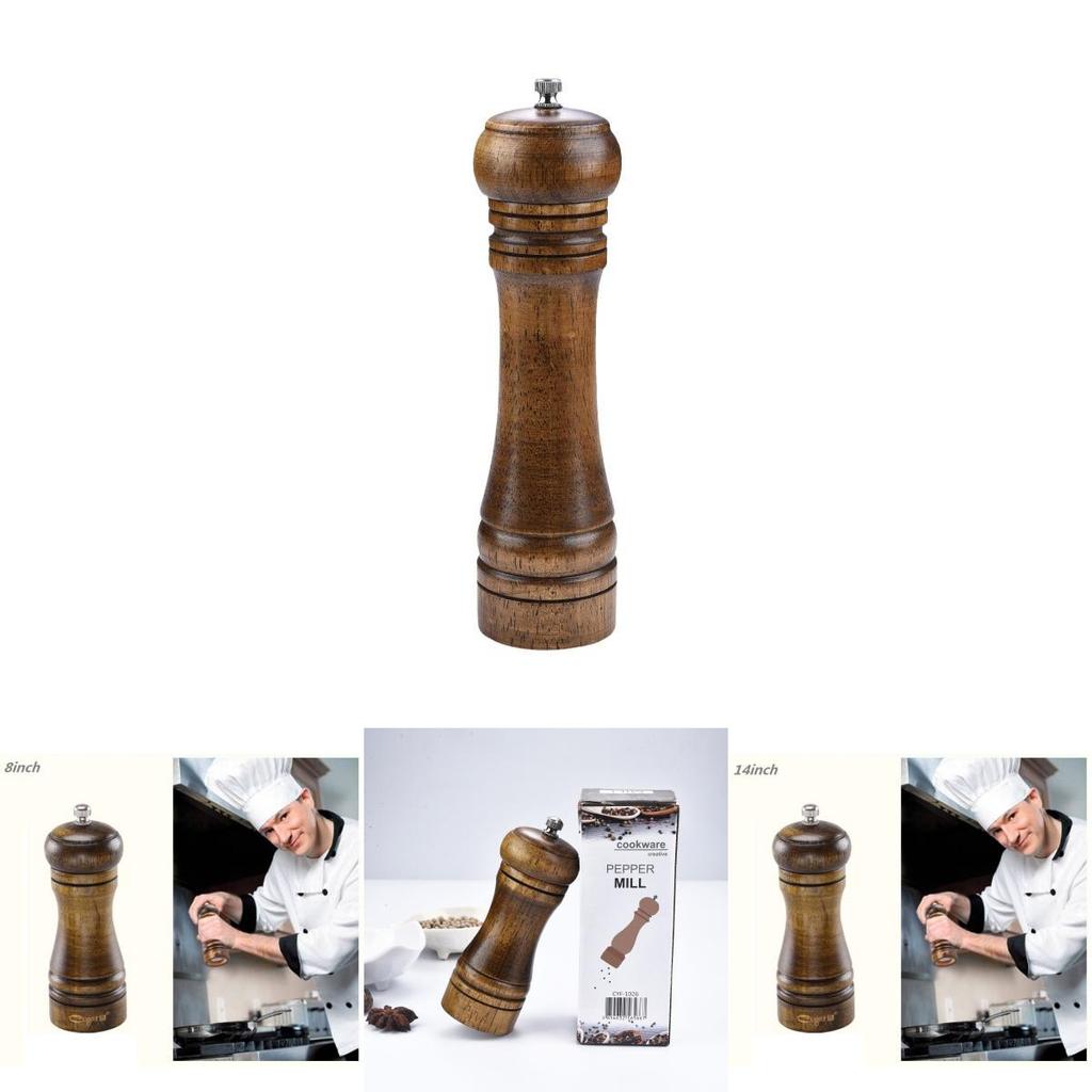 Modern Wooden Pepper And Salt Mill Set With Manual Grinding For Gourmet Kitchen Use
