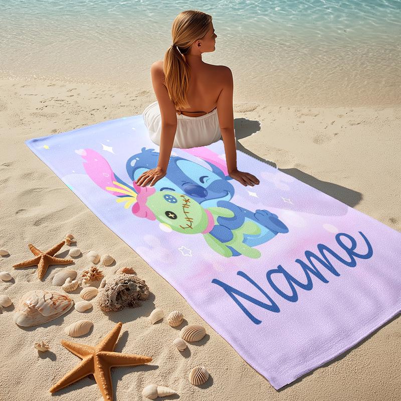 Custom Name Island Paradise Stylish Digital Printing Beach Towel Quick‑Drying Absorbent Blanket for Beach Pool Gym Travel