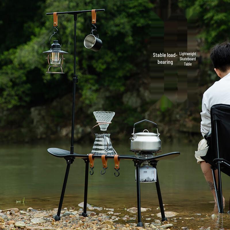 OEING Foldable Camping Table with Integrated Charcoal Stove
