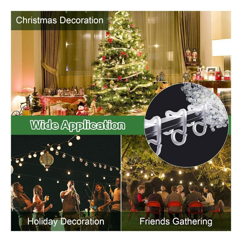 200-20Pcs Christmas Light Clips Plastic S-Clips for String Lights and Rope Lamps Mini Christmas Wreath Yard Decorative Clamp
