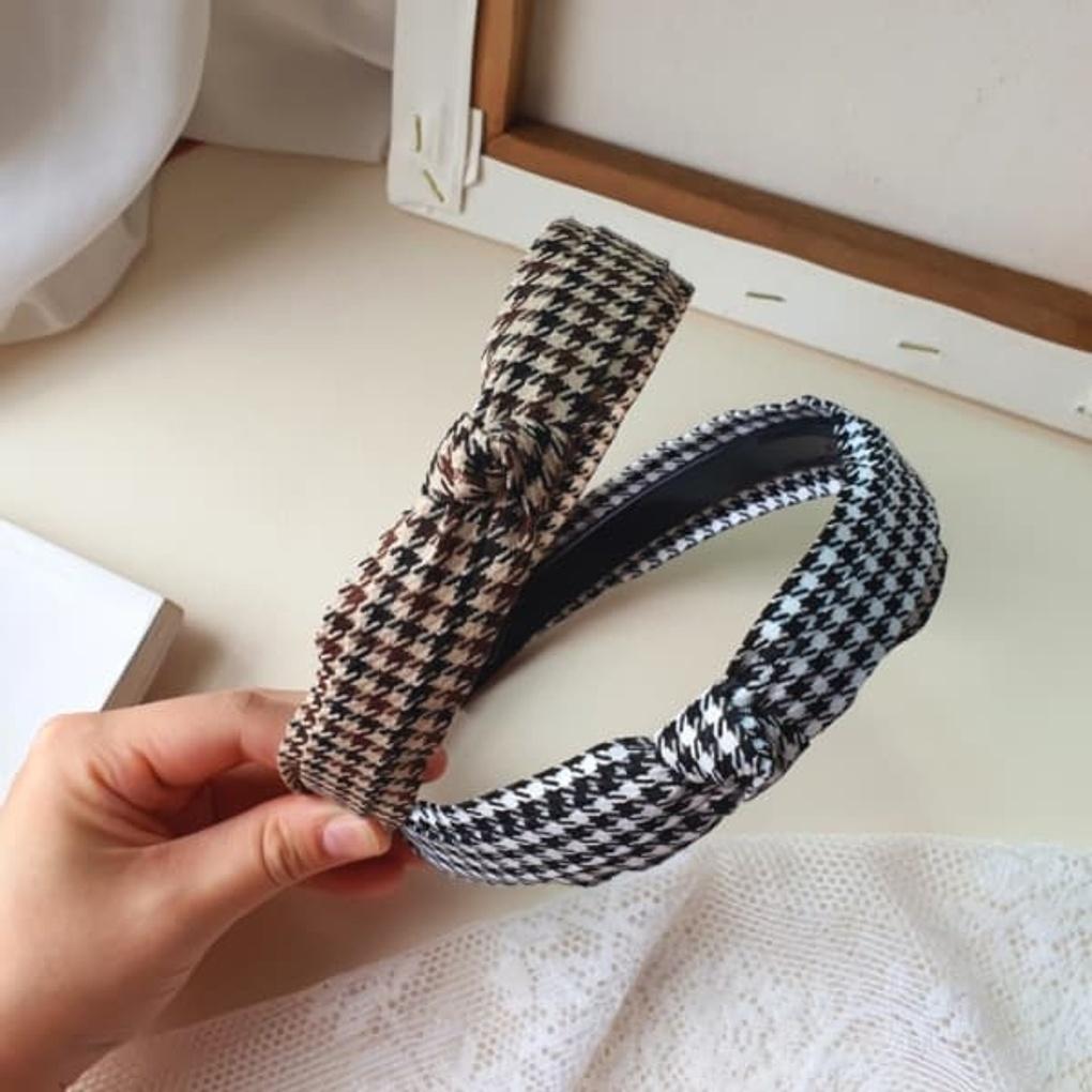 

Женская простая повседневная простая клетчатая повязка-закрутка на голову brown