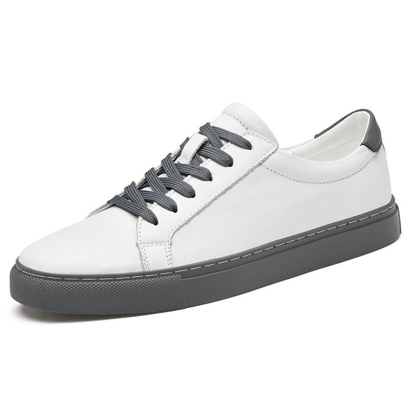 Men's Shoes Large Size Board Shoes Men's Spring and Summer Men's Little White Shoes First Layer Cowhide Casual Shoes Men's Sewing Line Sports Shoes