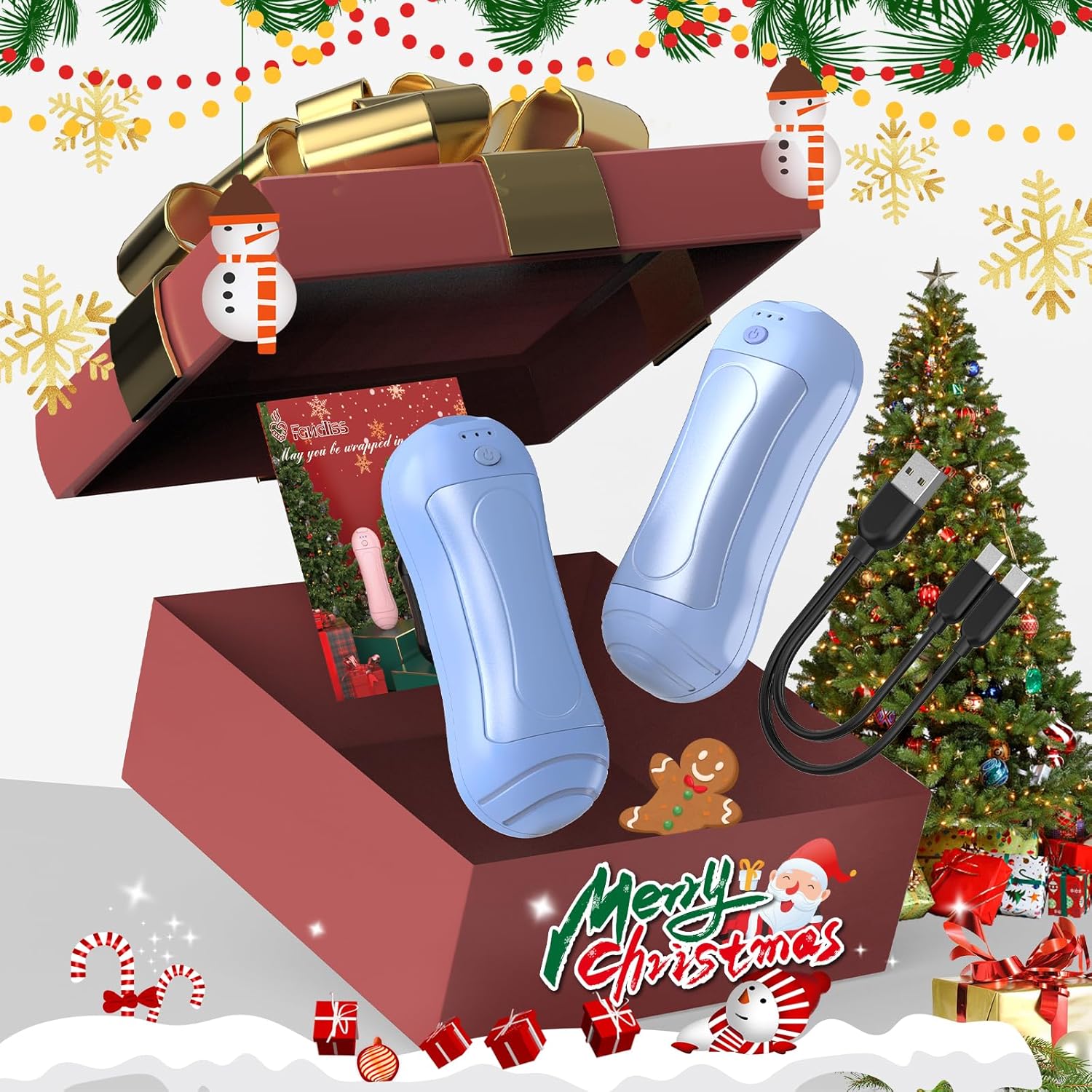 Грелки для рук перезаряжаемые 2 шт., 6000 мАч портативные электрические грелки для рук для рождественского подарка, улицы, охоты, катания на лыжах, кемпинга синий