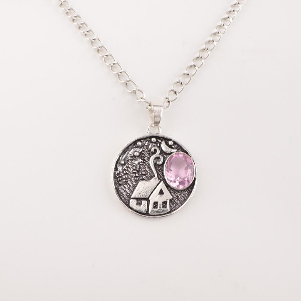 Morganite Gemstone 925 Sterling Silver Jewelry Handmade Pendant 1.29'' For Her CP-39-6