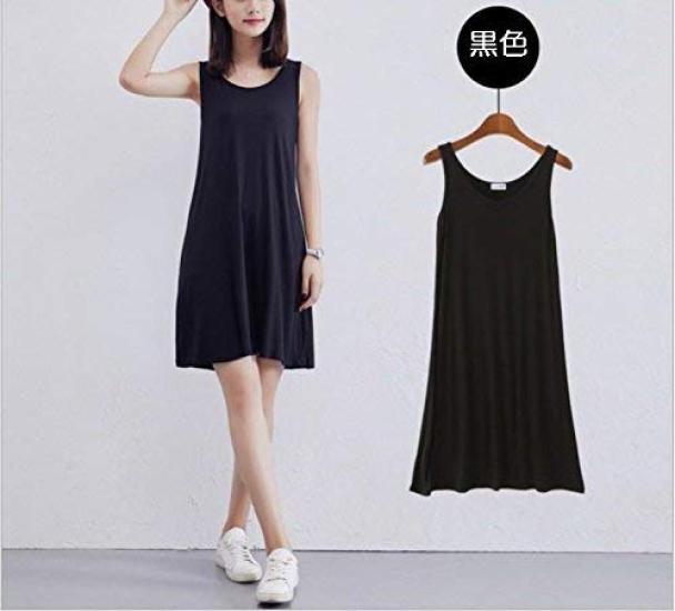 Feminine Tank Top Dress Mini Length Long Length Inner Dress Boat Neck Maternity Inner Cute Above the Knee Long Pretty Girly Dress Shirt Slimming Chic