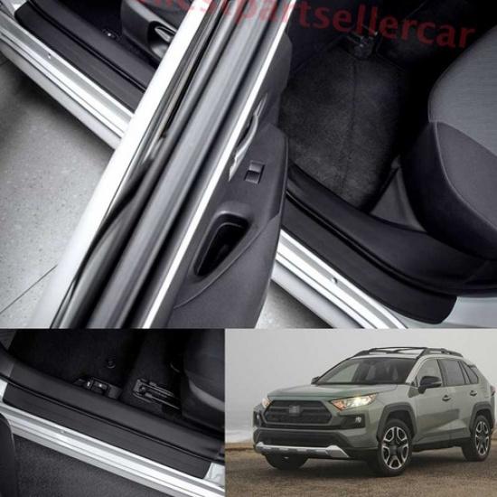 For Toyota RAV4 19-24 Black Leather Door Sill Strip Protector Cover Trim 8PC
