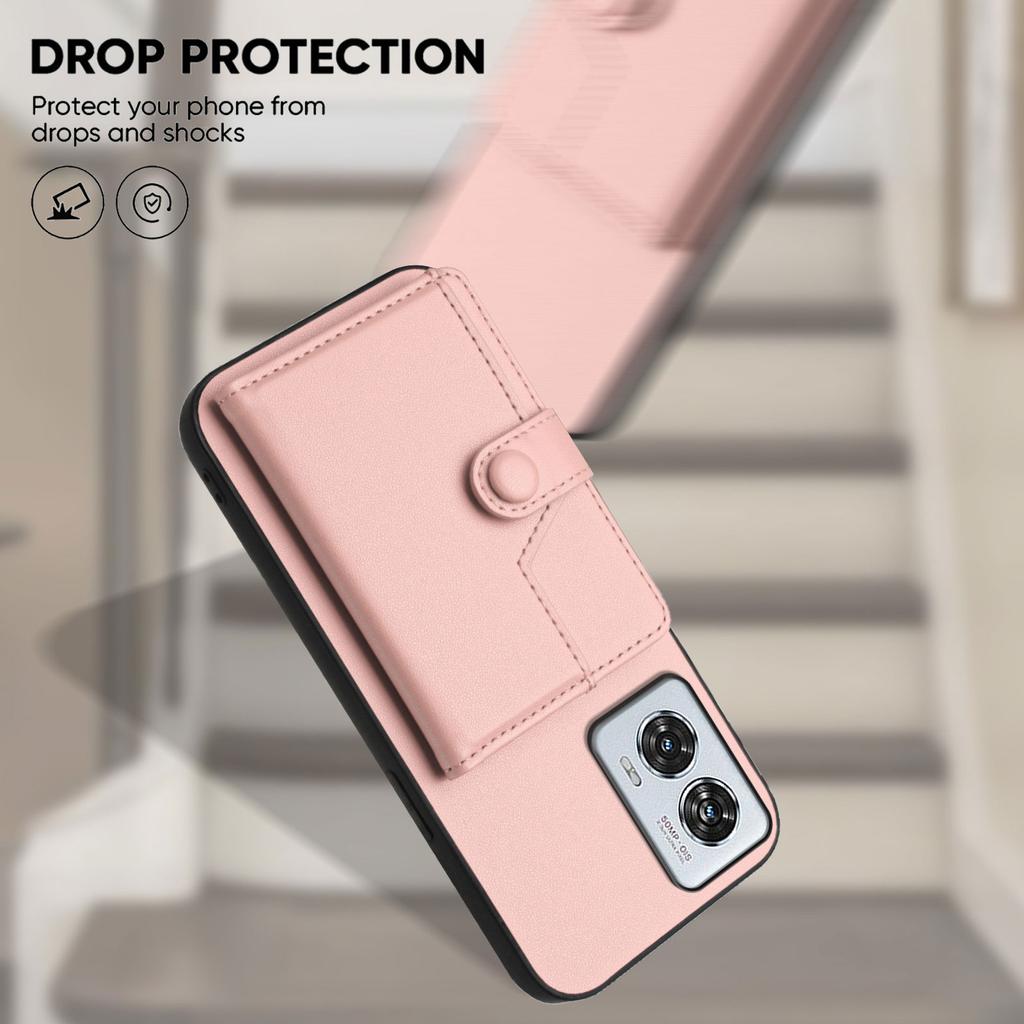 För Motorola Edge 50 Fusion 5G Skal RFID-blockerande Korthållare Ställ TPU+PU-läder Telefonskal Baksida