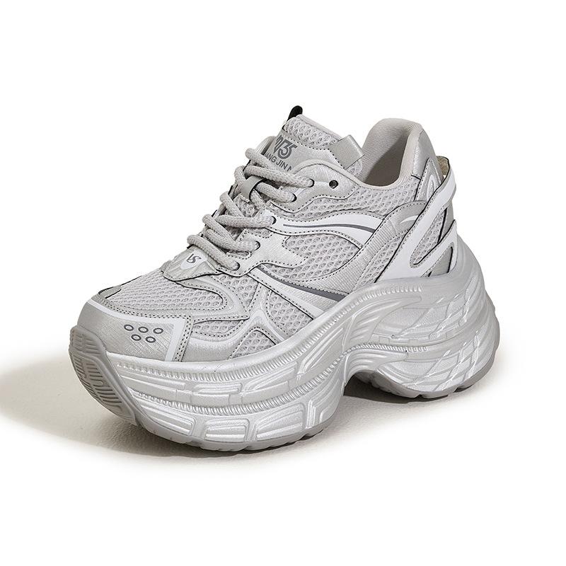 

Сетчатые кроссовки на платформе, женские, весенние, новые, модные, универсальные, дышащие, повседневные, спортивные, с внутренней высотой, женская обувь 36