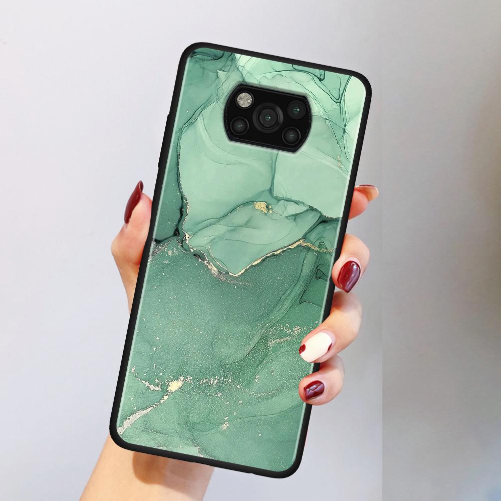 Granite Marble Luxury Case for Xiaomi Poco X3 NFC M3 M4 Pocophone F1 F3 Redmi Note 9s 9 8 10 Pro Black Soft Phone Cover Coque