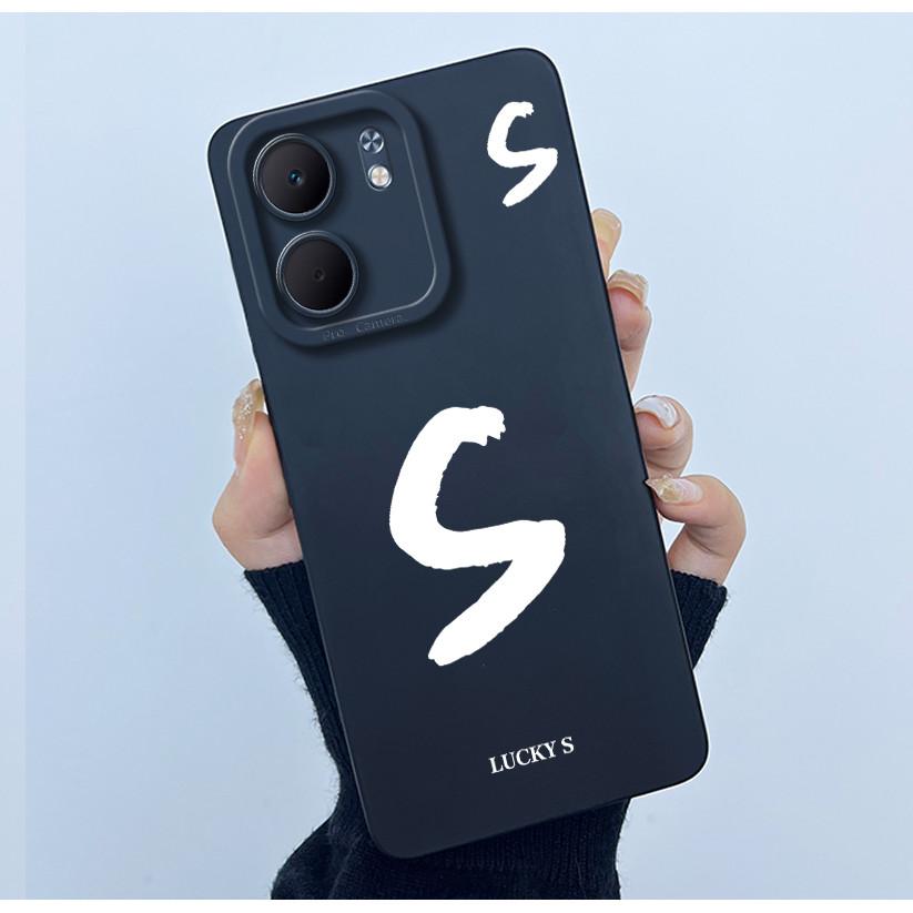 For OPPO A5x CPH2725 Cover Case Lucky Initial Letter Couple Silicone Soft Matte Phone Bumper for Oppo A5x 4G 5G 2025 Casing