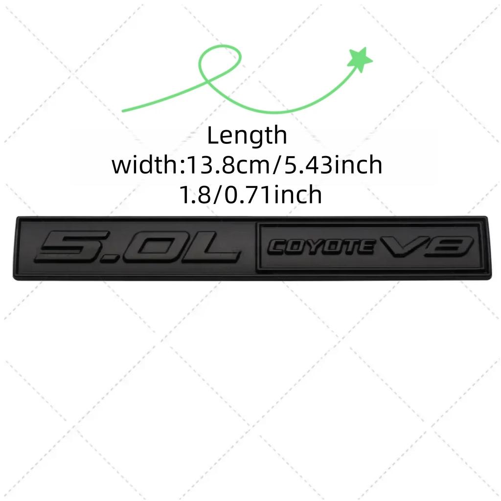 3D Metal 5.0 V8 Badge Sticker Rear Trunk Side Fender Emblem Decal