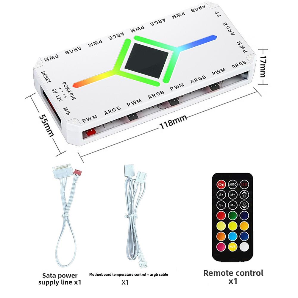 ARGB Controller 5V 3-pin Fan Intelligent Temperature Control For PWM Temperature Control Wireless Remote Control Fan