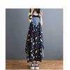 Women's Loose Chiffon Printed Denim Suspender Mid Length Dress