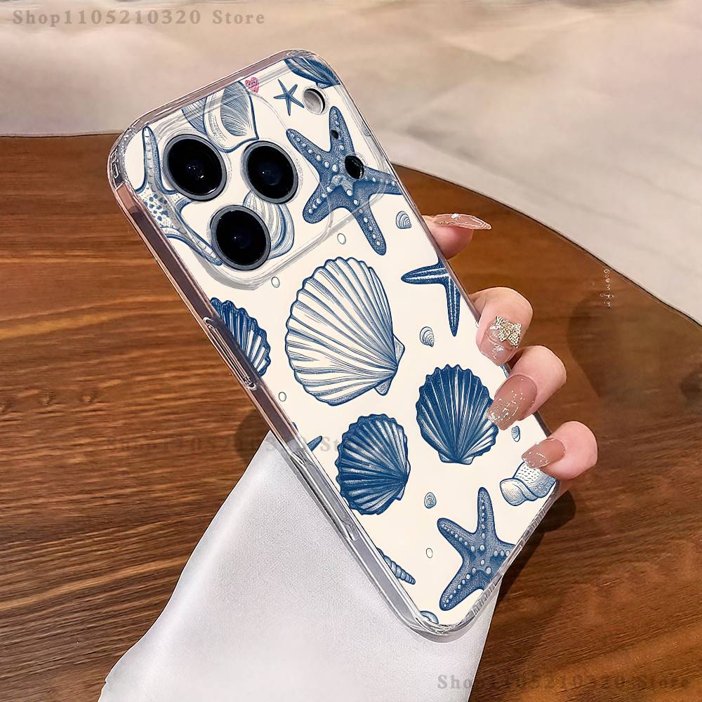 starfish shells Phone Case For iPhone 17,16,11,15,13,14,12,Air,Mini,Plus,Pro,Max,Plus,E Clear Soft Shell