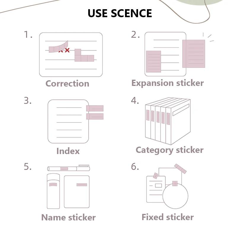 Morandi Tearable Sticky Notes Index Tabs Double-sided Tape Design Classification Notes Kawaii Stationary School Office Supplies