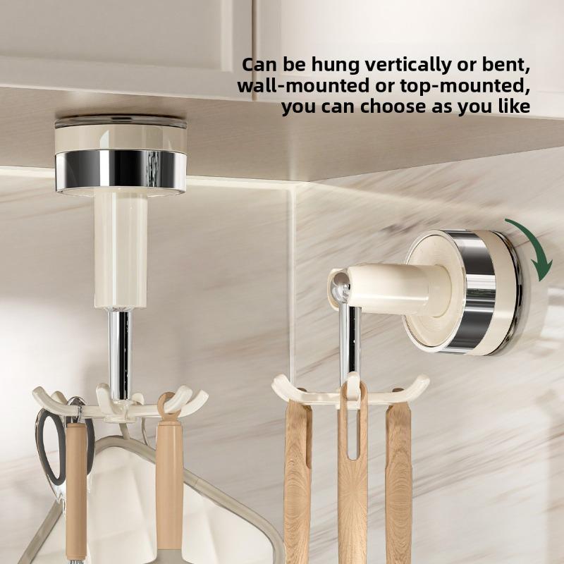 Kitchen Rotating Hook Suction Cup Wall-mounted Storage Rack, Household Non-drilling Cookware, Spoon Storage Rack, Spatula Hanging Rack