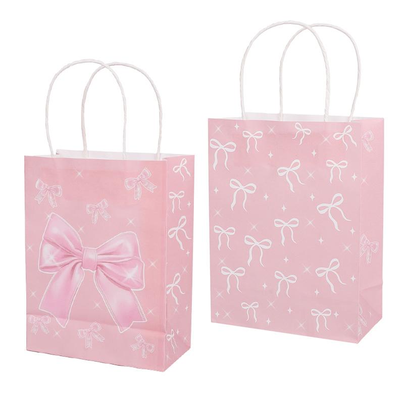 

5/10 шт. Розовые бумажные подарочные пакеты с бантом, пакеты для конфет и сладостей, принадлежности для детской вечеринки по случаю дня рождения, украшение для детского праздника, подарочная упаковка 5Pcs розовый
