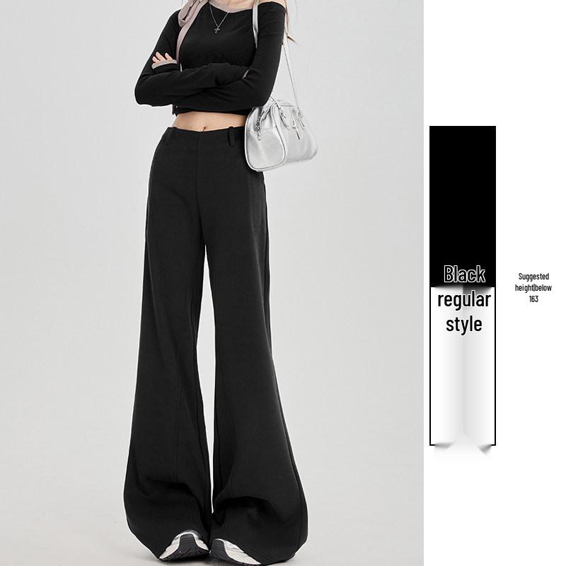 

Women s Gray Micro-Flare Low-Waist Sports Pants - Casual, Drapey, Petite, Loose Fit, Slimming, Wide-Leg for Early Spring XL for 125-145 jin