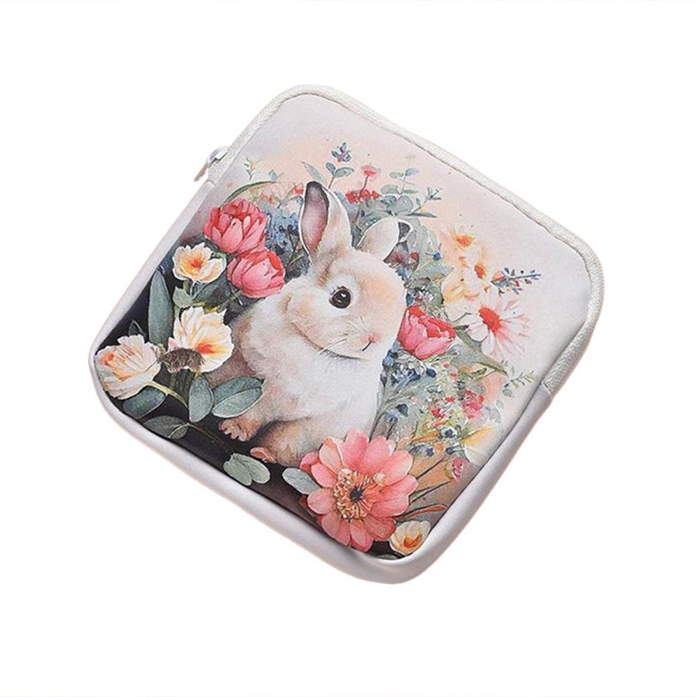 

Large Capacity Sanitary Pads Bag PU Mini Data Cables Organizer Portable Coin Purse C