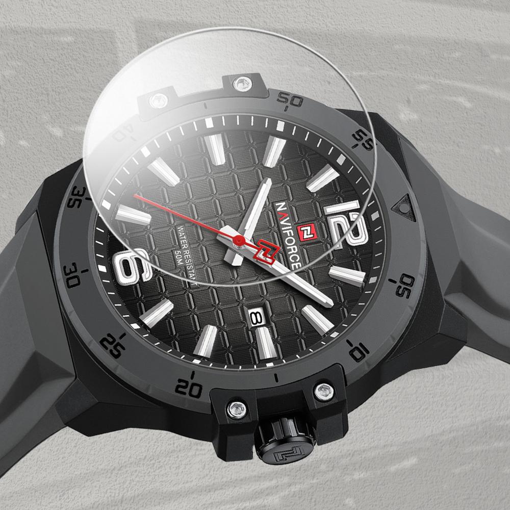 Naviforce Original Fashion Quartz Men Watch Silicone Strap Waterproof 50m Calendar Luminous Pointer Men Boys Casual Lightweight Watch NF7122