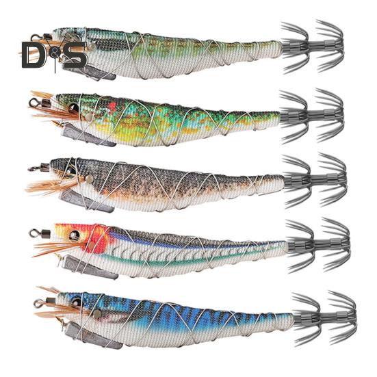 12CM/13G Luminous Shrimp Bait with Squid Jig Hook Realistic Bionic Artificial Lure Saltwater Freshwater Bass Walleye Trout Fishing Accessories