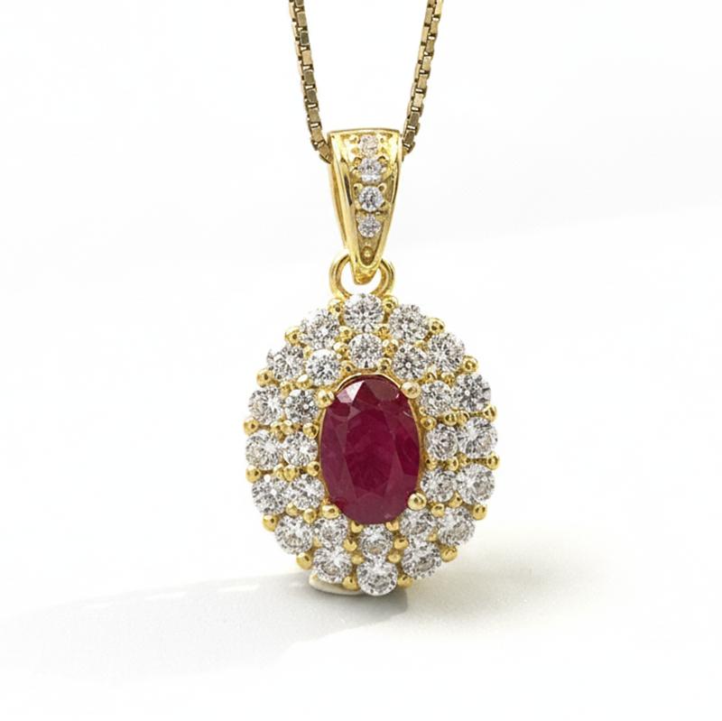 Heart Ruby Pendant Necklace with Natural Red Gemstone 925 Sterling Silver for Women Romantic Anniversary Jewelry