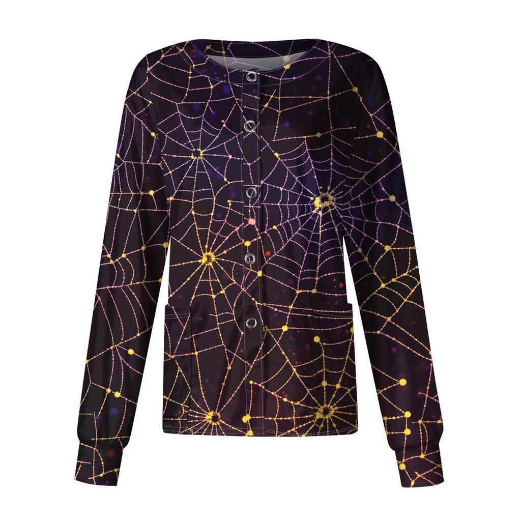 Dámské ležérní oblečení s dlouhým rukávem, jednořadové halloweenské oblečení s potiskem Cardigan Top oblečení Uniformy