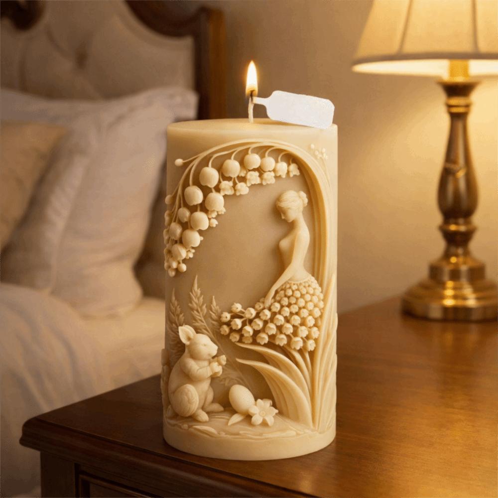 3D Flower Girl Candle Mold Non-stick Pillar Candle Mold Decorative Plaster Mold  DIY Crafting