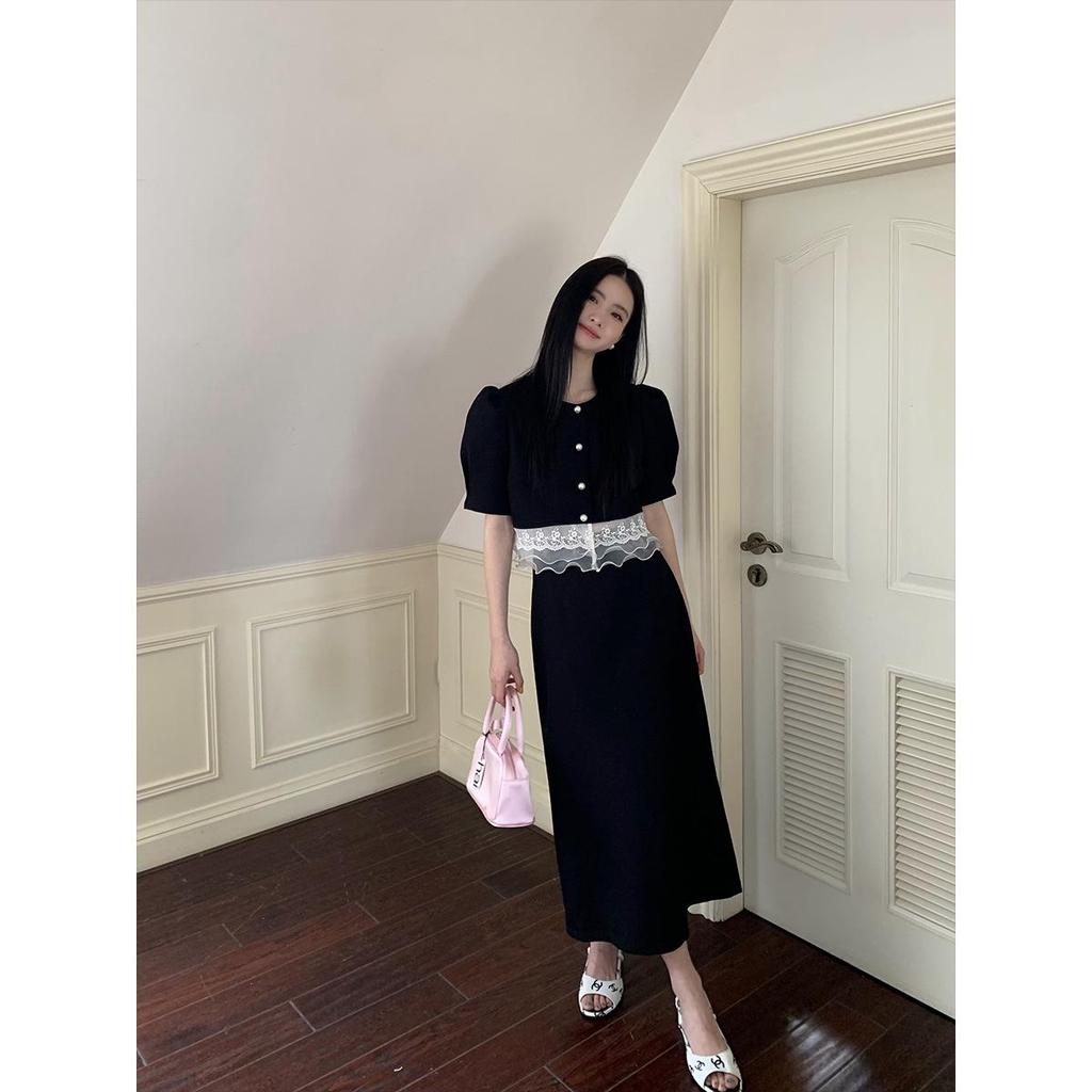 Interpret Beauty 2023 Summer Korean Black A-line High Waist Skirt for Women