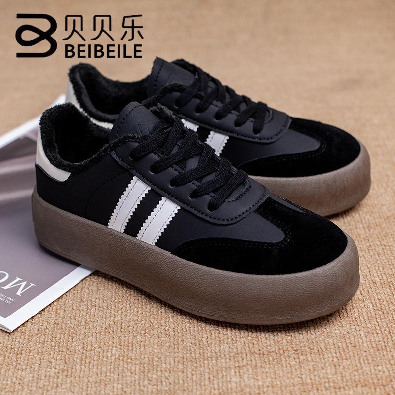 

немецкие кроссовки на толстой подошве женские бархатные новинка 2025 года осенне-зимние женские повседневные кроссовки женские универсальные белые туфли хлопковые туфли 40