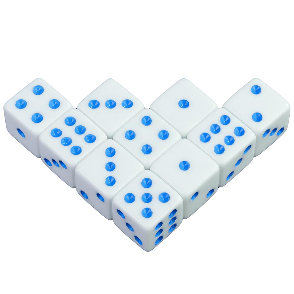 10pcs Acrylic Dice 16mm White Square Corner Dice for Board Games, Casino Games & Tabletop RPG or Teaching Math